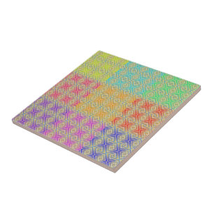 Kleurrijke Regenboog Alternatief Diamant Patroon  Tegeltje