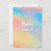 Kleurrijke Regenboog Aquarel Oh Baby Shower Kaart (Achterkant)