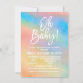 Kleurrijke Regenboog Aquarel Oh Baby Shower Kaart (Voorkant)
