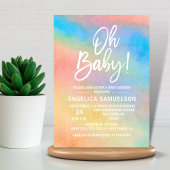 Kleurrijke Regenboog Aquarel Oh Baby Shower Kaart