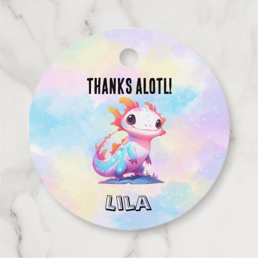 Kleurrijke Regenboog Axolotl Verjaardag Bedankjes Labels (Achterkant)