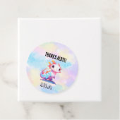 Kleurrijke Regenboog Axolotl Verjaardag Bedankjes Labels (In situ)