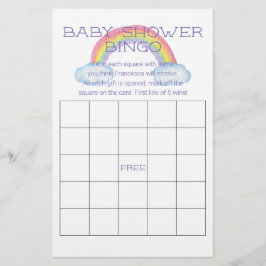 Kleurrijke Regenboog Baby Shower Bingo Spelkaart Flyer