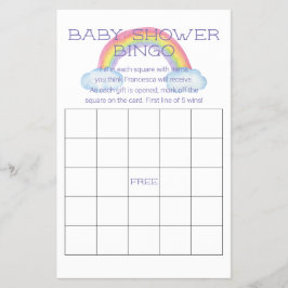Kleurrijke Regenboog Baby Shower Bingo Spelkaart Flyer