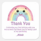kleurrijke regenboog bedankt voor de eerste verjaa vierkante sticker (Voorkant)
