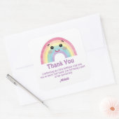 kleurrijke regenboog bedankt voor de eerste verjaa vierkante sticker (Envelop)