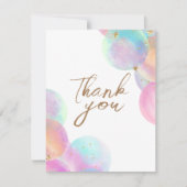 Kleurrijke Regenboog Bellen Witte Baby Borrel Bedankkaart (Voorkant)