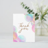 Kleurrijke Regenboog Bellen Witte Baby Borrel Bedankkaart (Staand voorkant)