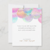 Kleurrijke Regenboog Bellen Witte Baby Borrel Bedankkaart (Achterkant)