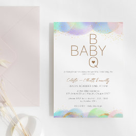 Kleurrijke Regenboog Bellen Witte BBQ Baby Shower Kaart