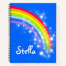 Kleurrijke regenboog blauwe hemel en ster aangepas notitieboek