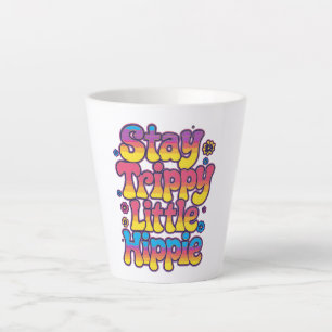 Kleurrijke Regenboog Blijf Trippy Hippie Citaat Latte Mok