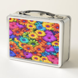 Kleurrijke Regenboog Bloemen #22 - Metalen Lunchbo