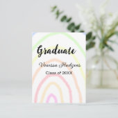Kleurrijke regenboog boho afstuderen naam jaar toe briefkaart (Staand voorkant)