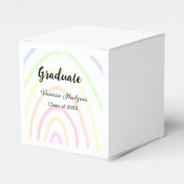 Kleurrijke regenboog boho afstuderen voeg naam jaa bedankdoosjes