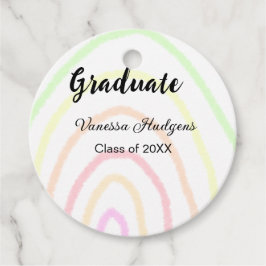 Kleurrijke regenboog boho afstuderen voeg naam jaa bedankjes labels