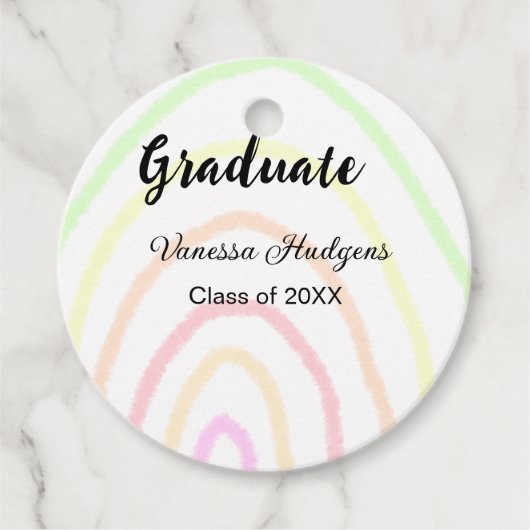 Kleurrijke regenboog boho afstuderen voeg naam jaa bedankjes labels (Voorkant)