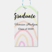 Kleurrijke regenboog boho afstuderen voeg naam jaa cadeaulabel (Voorkant)