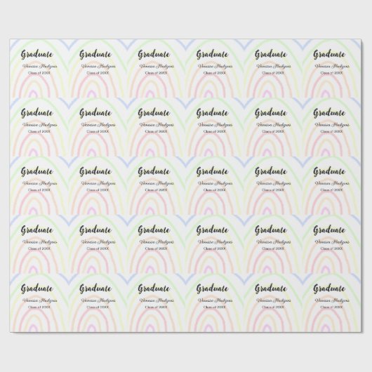 Kleurrijke regenboog boho afstuderen voeg naam jaa cadeaupapier (Vlak)