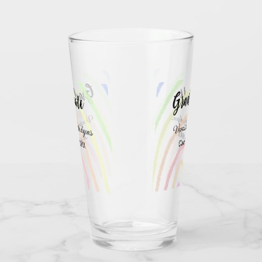 Kleurrijke regenboog boho afstuderen voeg naam jaa glas (Rechts)