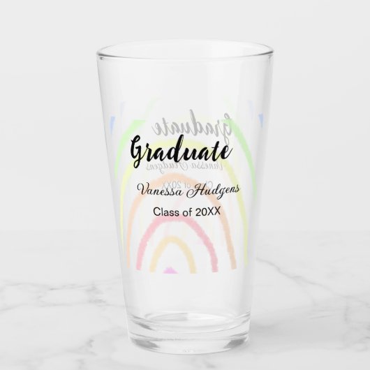 Kleurrijke regenboog boho afstuderen voeg naam jaa glas (Voorkant)