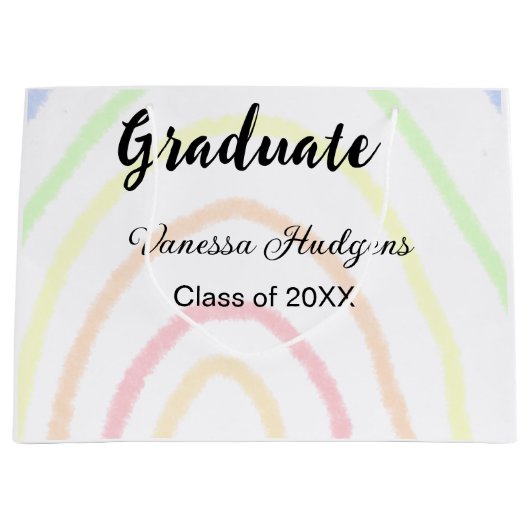 Kleurrijke regenboog boho afstuderen voeg naam jaa groot cadeauzakje (Voorkant)