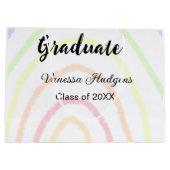 Kleurrijke regenboog boho afstuderen voeg naam jaa groot cadeauzakje (Achterkant)