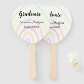 Kleurrijke regenboog boho afstuderen voeg naam jaa handwaaier (Voorkant en achterkant)