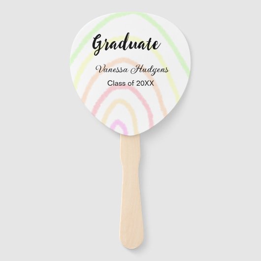 Kleurrijke regenboog boho afstuderen voeg naam jaa handwaaier (Voorkant)