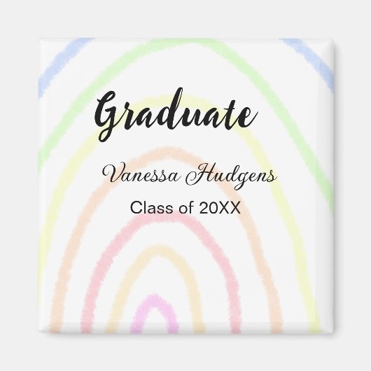 Kleurrijke regenboog boho afstuderen voeg naam jaa magneet (Voorkant)