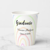 Kleurrijke regenboog boho afstuderen voeg naam jaa papieren bekers (Achterkant)
