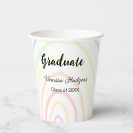 Kleurrijke regenboog boho afstuderen voeg naam jaa papieren bekers