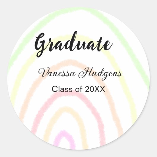Kleurrijke regenboog boho afstuderen voeg naam jaa ronde sticker (Voorkant)