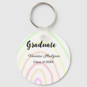 Kleurrijke regenboog boho afstuderen voeg naam jaa sleutelhanger (Voorkant)