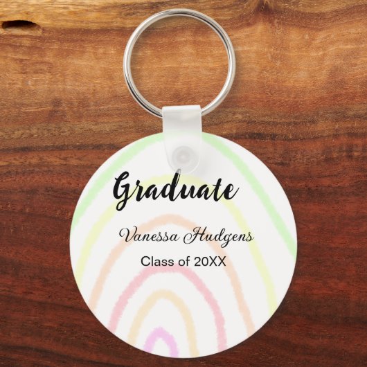 Kleurrijke regenboog boho afstuderen voeg naam jaa sleutelhanger (Achterkant)