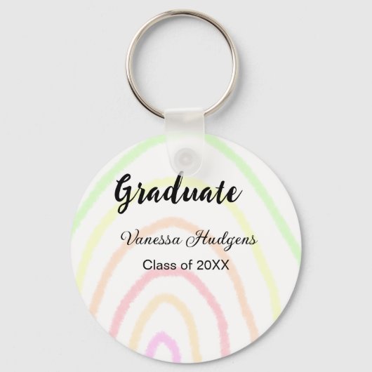 Kleurrijke regenboog boho afstuderen voeg naam jaa sleutelhanger (Achterkant)