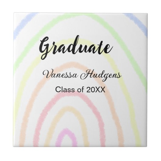 Kleurrijke regenboog boho afstuderen voeg naam jaa tegeltje (Voorkant)