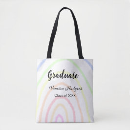Kleurrijke regenboog boho afstuderen voeg naam jaa tote bag