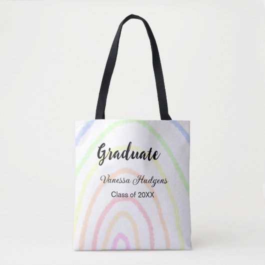 Kleurrijke regenboog boho afstuderen voeg naam jaa tote bag (Voorkant)