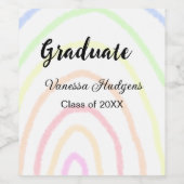 Kleurrijke regenboog boho afstuderen voeg naam jaa wijn etiket (Enkel label)