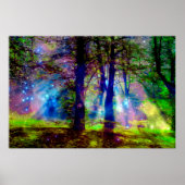 Kleurrijke Regenboog Bomen Betoverd Bos Poster (Voorkant)