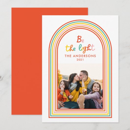 Kleurrijke regenboog boog 1 foto Kerstmis Feestdagenkaart (Voorkant / Achterkant)