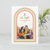 Kleurrijke regenboog boog 1 foto Kerstmis Feestdagenkaart (Staand voorkant)