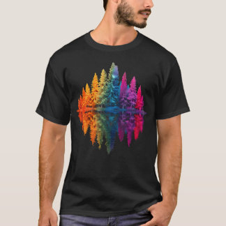 Kleurrijke Regenboog Bos Bomen Weerspiegeling Wild T-shirt