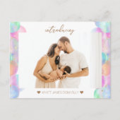 Kleurrijke regenboog bubbels foto geboorte aankond aankondigingskaart (Voorkant)
