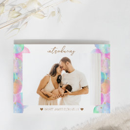 Kleurrijke regenboog bubbels foto geboorte aankond aankondigingskaart