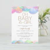 Kleurrijke regenboog bubbels wit oh baby meisje do kaart (Staand voorkant)