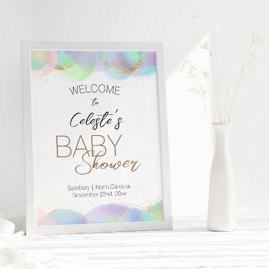 Kleurrijke Regenboog Bubbles Wit Baby shower Welko Poster