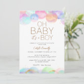 Kleurrijke Regenboog Bubbles Wit Oh Baby Jongen Do Kaart (Staand voorkant)