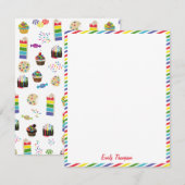 Kleurrijke Regenboog Cake Desserts & Spikkels Kind Notitiekaartje (Voorkant / Achterkant)